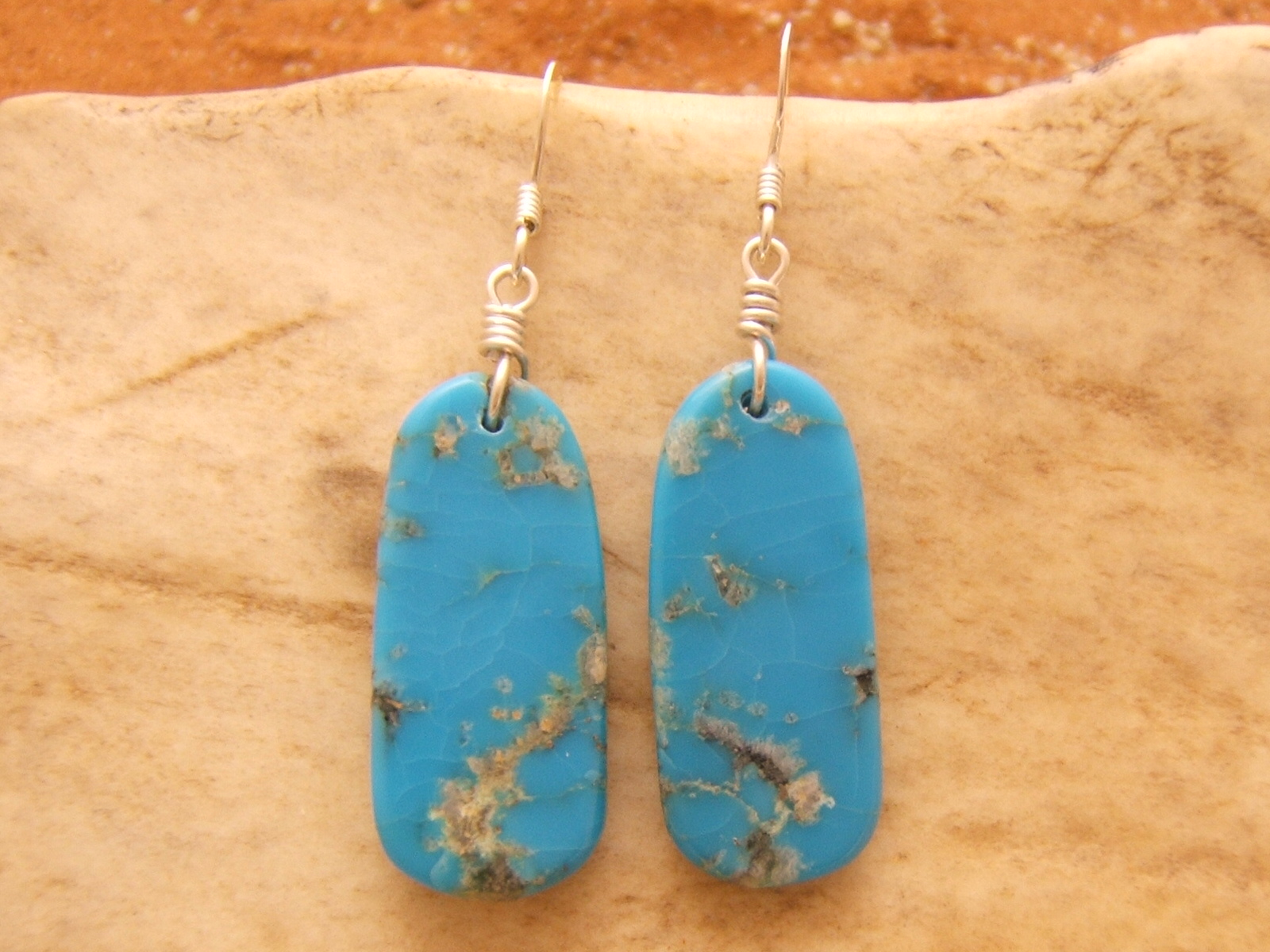 Boucles d’oreilles turquoises argentées - France